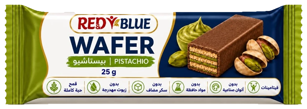 RED AND BLUE Wafer Pistachio, 25g pack